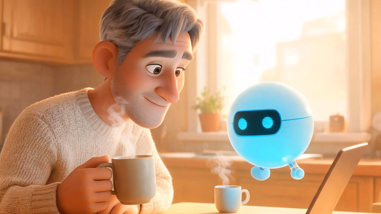 Greg and Hermes, morning coffee, browsing