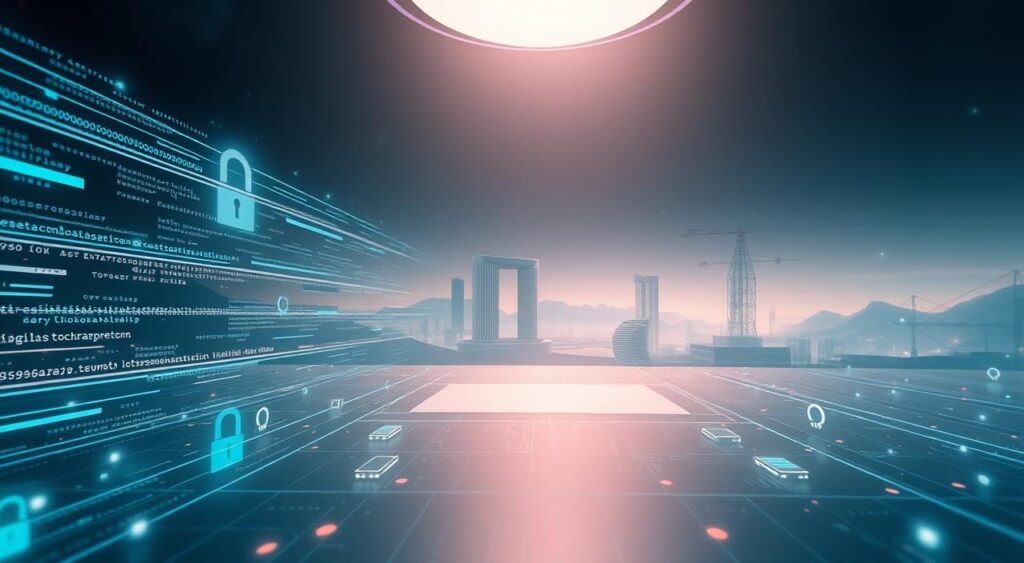 A digital sanctuary bathed in a soft, ethereal glow. In the foreground, an abstract representation of secure browsing protocols - encrypted data streams, authentication handshakes, and virtual private network tunnels. The middle ground features a sleek, minimalist interface with icons and symbols denoting various security measures. In the background, a serene, futuristic landscape with towering data silos and a network of interconnected nodes. The overall mood is one of technological sophistication, digital privacy, and unwavering protection. Captured with a wide-angle lens, the scene conveys a sense of depth and interconnectivity, showcasing the comprehensive nature of secure browsing in the digital age.