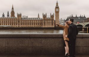 London Dating Under £25 Stylish Young Couple Enjoying a Blissful Moment in London and Young Man Pointing somewhere